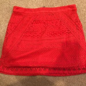 Reddish-orange lace, American Eagle skirt